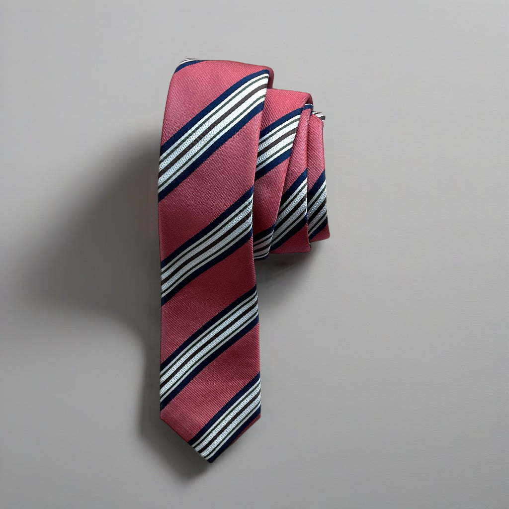 Coral Navy Stripe Tie