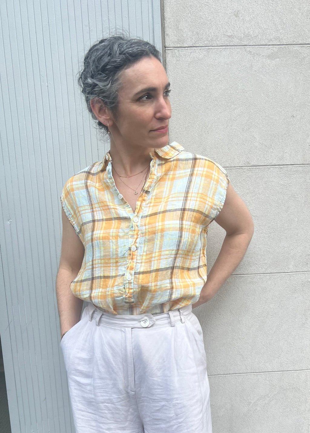 Patti Sleeveless Plaid Top