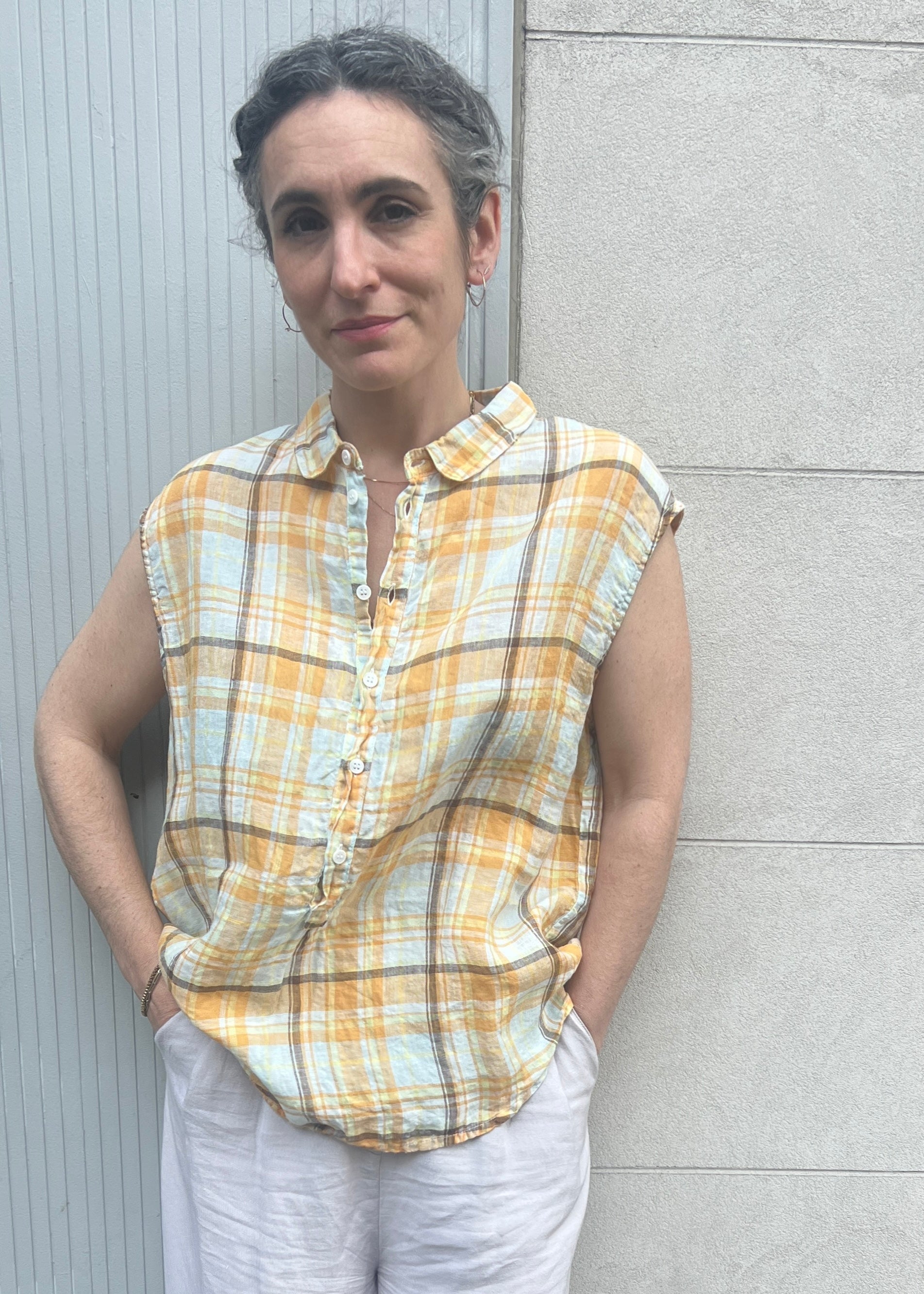 Patti Sleeveless Plaid Top
