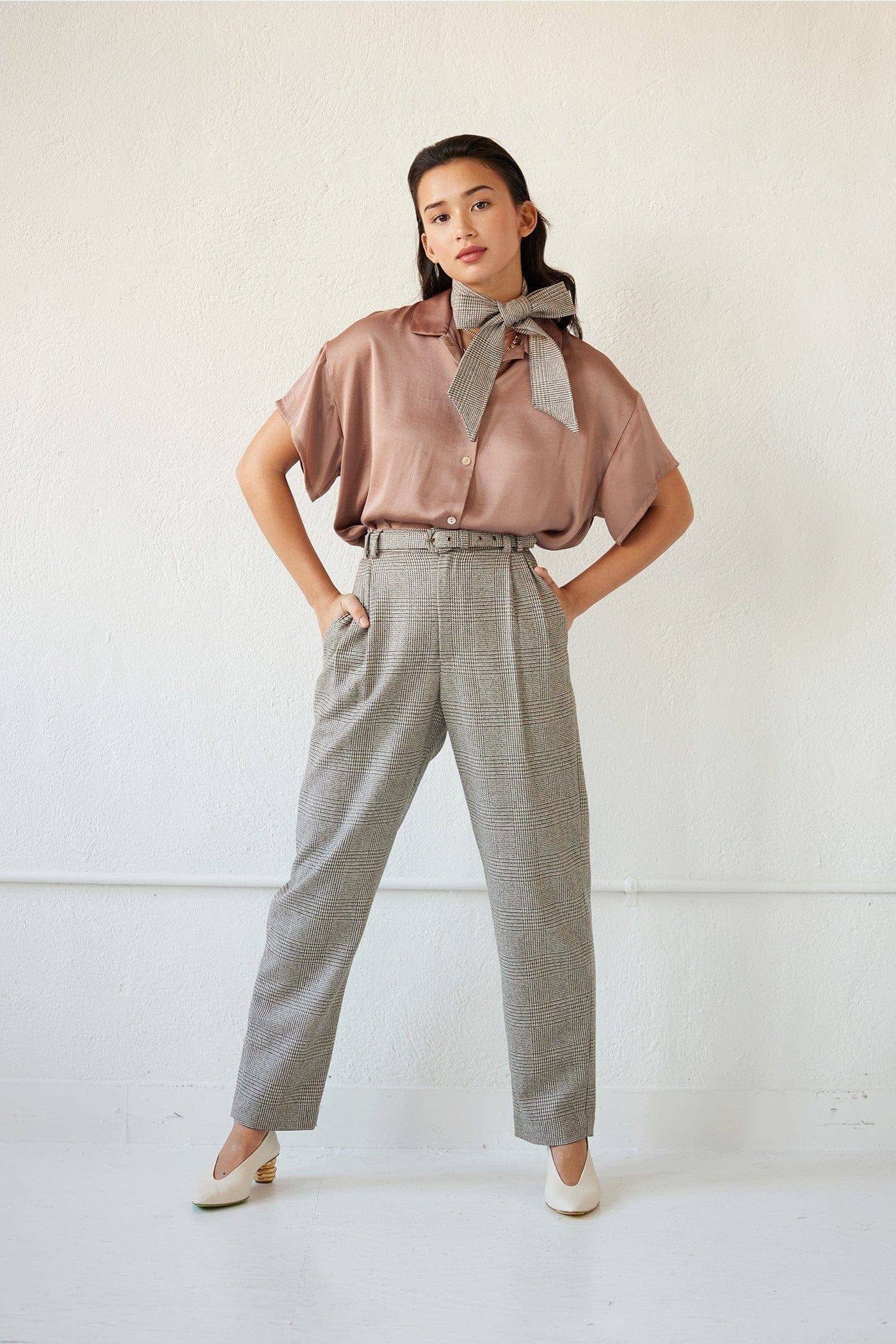 Sophia Pant in Chai Plaid Wool