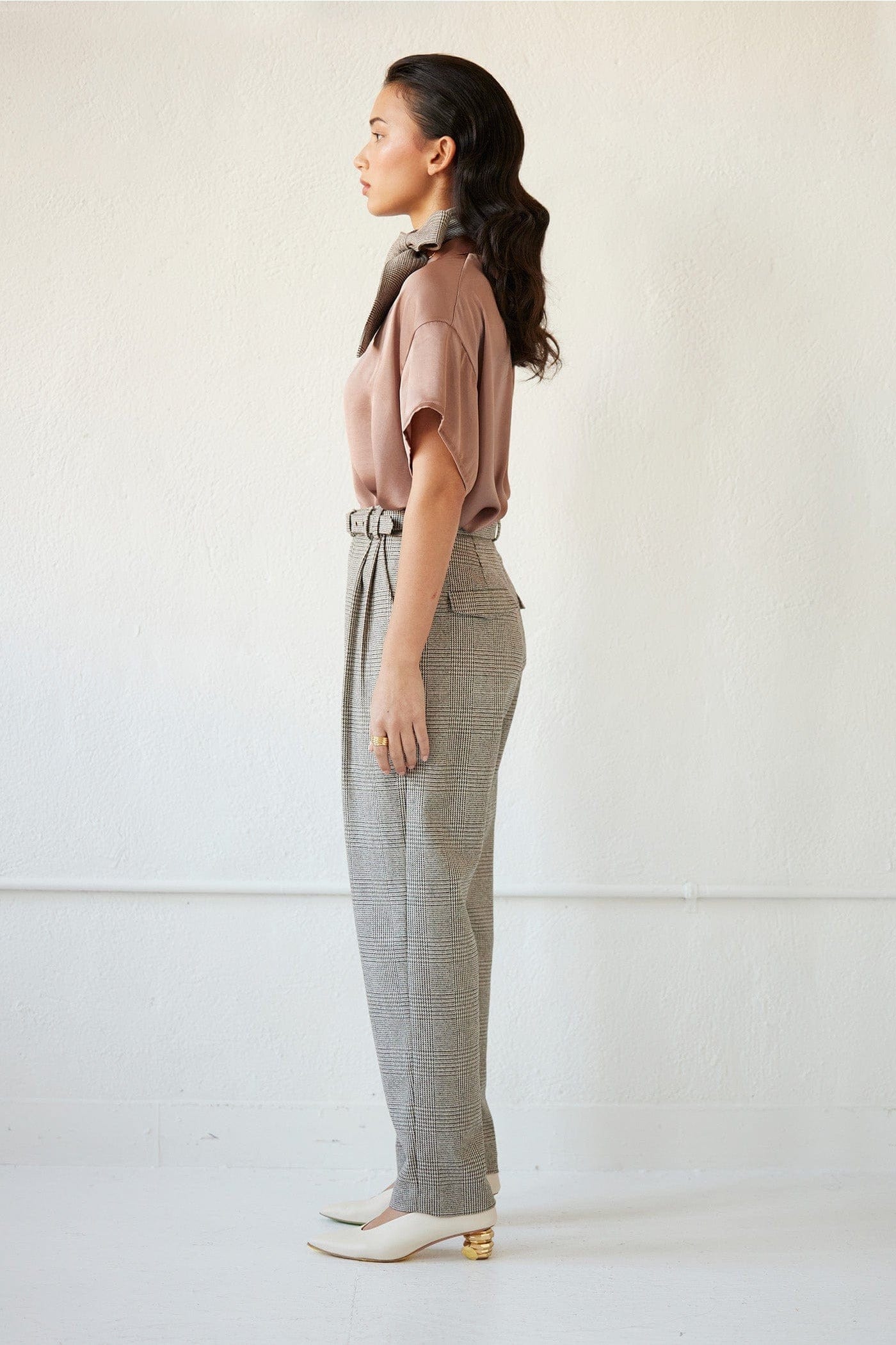 Sophia Pant in Chai Plaid Wool