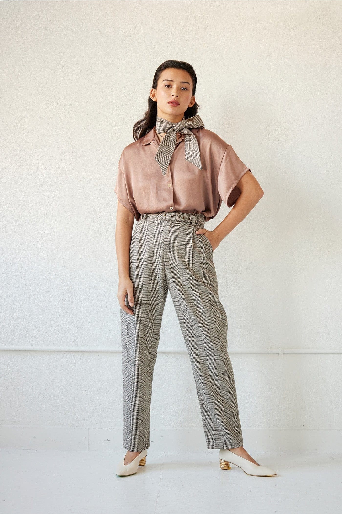 Sophia Pant in Chai Plaid Wool