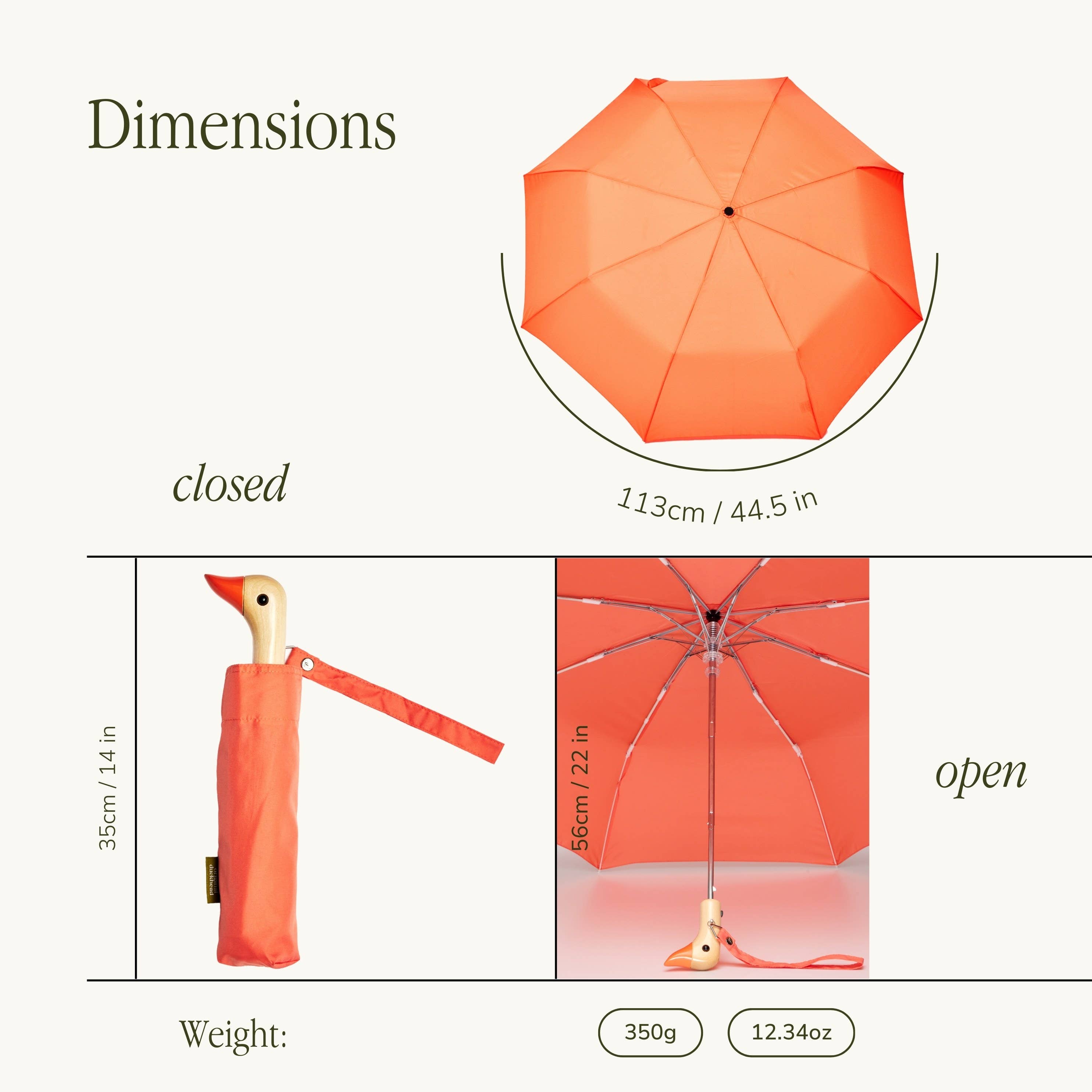 Peach Compact Eco-Friendly Duck Umbrella